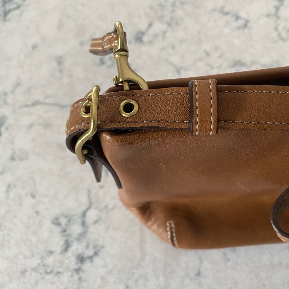 Vintage Coach Bag Brown Leather Classic C Print Lining Original Dust Bag - Picture 12 of 14